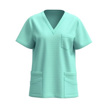 VOAVEKE Short Sleeve Shirts for Women,Womens Summer Tops,V-Neck Solid Color Short Sleeve T-shirt Nurse's Uniform Top and Worker's Uniform Mint Green M