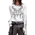 thumbnail image 1 of Fortune T-Shirts Goth pour Femmes à Manches Longues, Coupe Ajustée, Court, T-Shirts Vintage, 1 of 8
