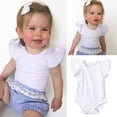 thumbnail image 5 of New Infant Baby Girl Basic Ruffle Short Sleeve Cotton Romper Bodysuit Tops Clothes 0-24 M, 5 of 5