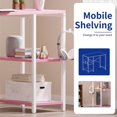 thumbnail image 4 of PAMRAY 32 Inch Small Computer Desk with Shelves, Home Office Desk with Headphone Hook for Bedroom, Study Writing PC Table for Small Spaces, Pink, 4 of 6