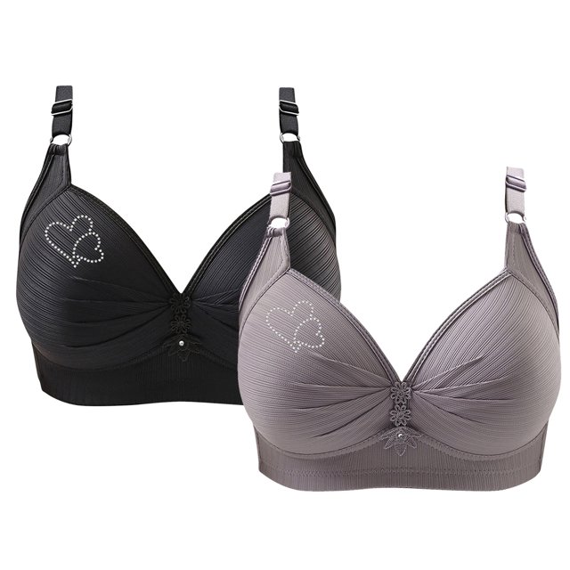 Bras for Women, 2PCS Womans Printing Gathered Together Large Size Daily Bra Underwear No Rims