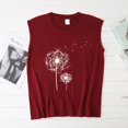 thumbnail image 3 of VEKDONE Camisoles d'Été Sans Manches pour Femmes à Imprimé Pissenlit, Coupe Ample, Col Ras du Cou, Débardeurs de Détente, Mode, Plein Air, Plage, Bourgogne, Très Grand, 3 of 4