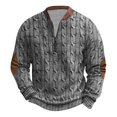 thumbnail image 1 of Penkiiy Haut Imprimé pour Homme Demi-Fermeture Éclair Haut à Manches Longues Haut/chemise à Col Rond à Manches Longues 3TG Gris, 1 of 3