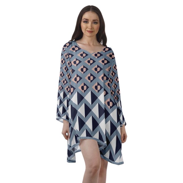 Moomaya Robe de Cocktail Imprimée à Manches Longues Tenues de Noël Robe Courte pour les Fêtes