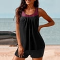 thumbnail image 3 of UPPADA Tankini Maillots de Bain pour Femmes Maillots de Bain Modestes Grande Taille Deux Pièces Tankini Maillot de Bain avec Soutien-Gorge Col Ras du Cou Haut à Motif Floral et Short Garçon 2 Pcs Maillots de Bain Confortables pour Vacances Économies Vin,P, 3 of 5