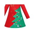 thumbnail image 4 of Girls Dress Red Green Tree Christmas Golden Star Snowman Gift Long Sleeve 4 Years, 4 of 5