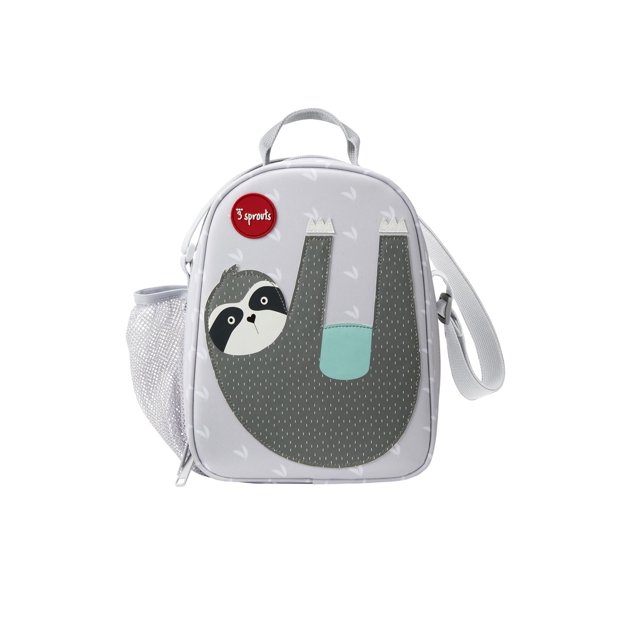 3 Sprouts Sac à Lunch Isolé pour Enfants - Fourre-Tout Réutilisable avec Bandoulière, Poignée et Poches, Sloth
