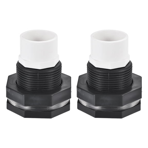 Unique Bargains G1 Female 1.83' Male PVC Bulkhead Fitting with Silicone Gasket and Pipe Connector Gray White 2 Pack