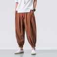thumbnail image 2 of Qertyioot Fashion Men's Casual Loose Solid Color Leg Elasticated Pants, 2 of 7