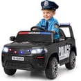 thumbnail image 1 of OLAKIDS Ride on Police Car, 12V Kids Battery Powered Electric Vehicle with Siren, Flashing Lights, Bluetooth, Music, MP3, USB, Power Display, Spring Suspension, Aged 3-8 Years, 1 of 9