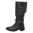 thumbnail image 2 of LSLJS Large Size Long Women Pointed Low Heels Belt Buckles High Tube Over Knee Knight Boots, 2 of 9