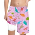 thumbnail image 1 of Hiiyo Teen Boys Dinosaur Print Compression Liner Swim Trunks Board Shorts, 1 of 4