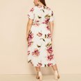 thumbnail image 3 of U.Vomade Robe pour Femme Grande Taille Été Plage Taille à Bande Robe à Manches Courtes Col Ras du Cou Oversize Robes Décontractées, 3 of 7