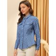 thumbnail image 4 of INSPIRE CHIC Chemise à Pois pour Femme à Col Pointu, Manches Longues, Boutonnée, 4 of 6