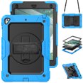 thumbnail image 1 of Case for iPad 6th / 5th Gen (2018 2017) / iPad Air 2 / iPad Pro 9.7 inch with Screen Protector, 360 Degree Rotating Kickstand Hand Strap Shockproof Cover with Shoulder Strap, Sky Blue, 1 of 7
