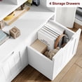 thumbnail image 4 of Homfa 7 Cube Toy Storage Organizer, Kids Geometric Bookcase and Bookshelf with 4 Drawers, White, 4 of 7
