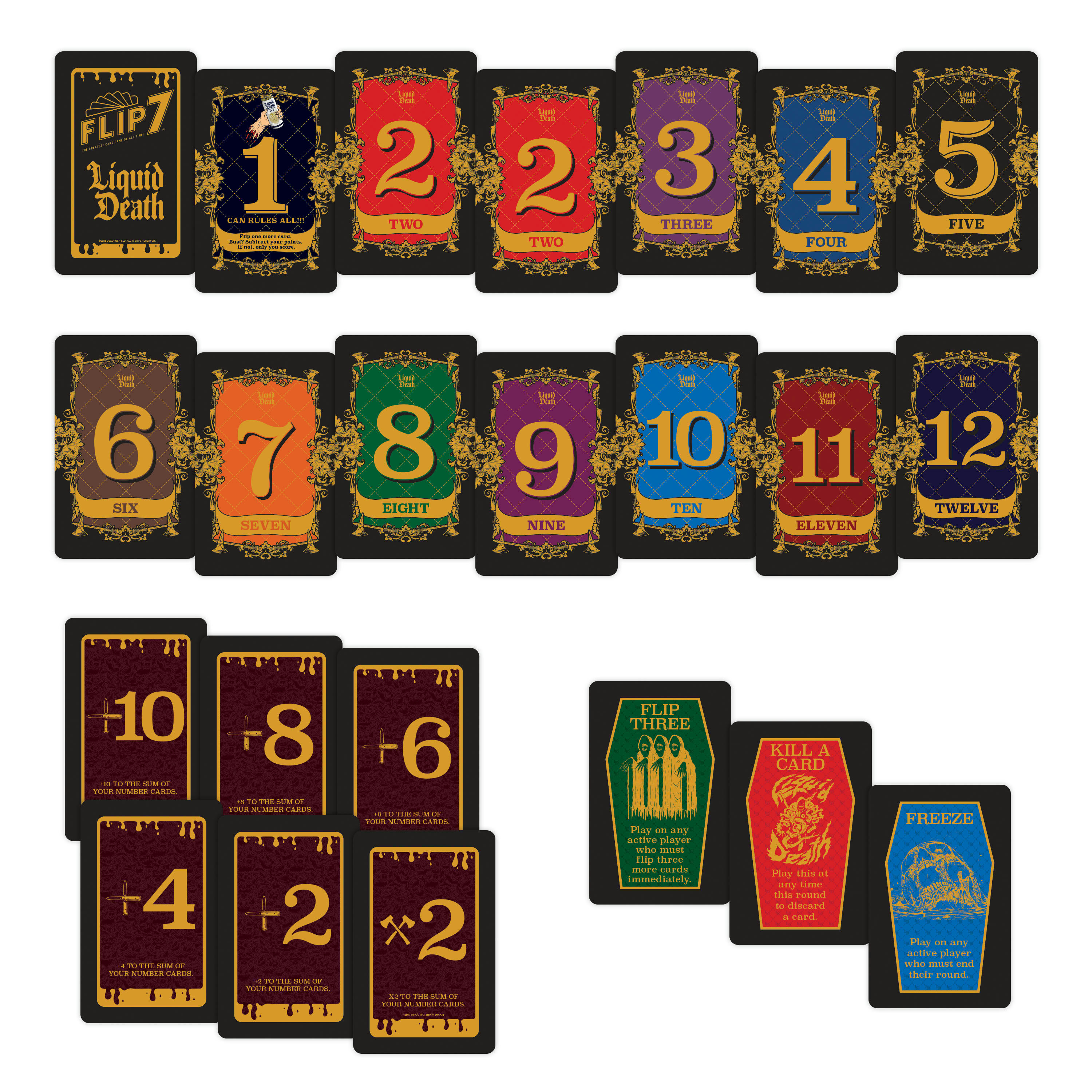 USAopoly Flip 7: Liquid Death Edition jeu de cartes