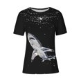 thumbnail image 4 of Tnhcen T-Shirt de Base à Manches Courtes d'Été à Col Rond pour Femme avec Imprimé d'Animaux Marins / Extensible, Respirant, Grande Taille (P-3TG) / Décontracté, Plage, Usage Quotidien, 4 of 4
