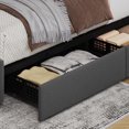 thumbnail image 3 of Eastvita Gray Queen - Size Upholstered Bed Frame with Adjustable Headboard/4 Storage Drawers//Wooden Slats Support (No Box Spring Needed), 3 of 7