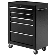 HOMCOM 5 Drawer Rolling Tool Chest Lockable Tool Cabinet for Garage Black