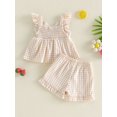 thumbnail image 3 of Toddler Baby Girl Summer Clothes Watermelon Print Tank Tops Ruffle Cuffs Shorts 2Pcs Sweet Outfit, 3 of 8