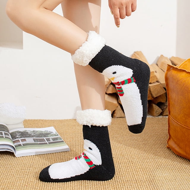 Slipper Socks Home Floor Socks Winter Warm Fuzzy Lined Socks Super Soft Socks Unisex