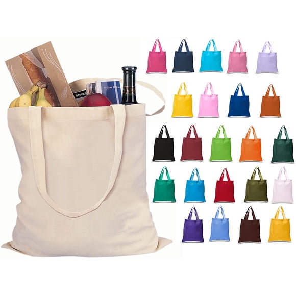 Set of 6 Blank Cotton Tote Bags Reusable 100% Cotton Reusable Tote Bags (ASSORTED)