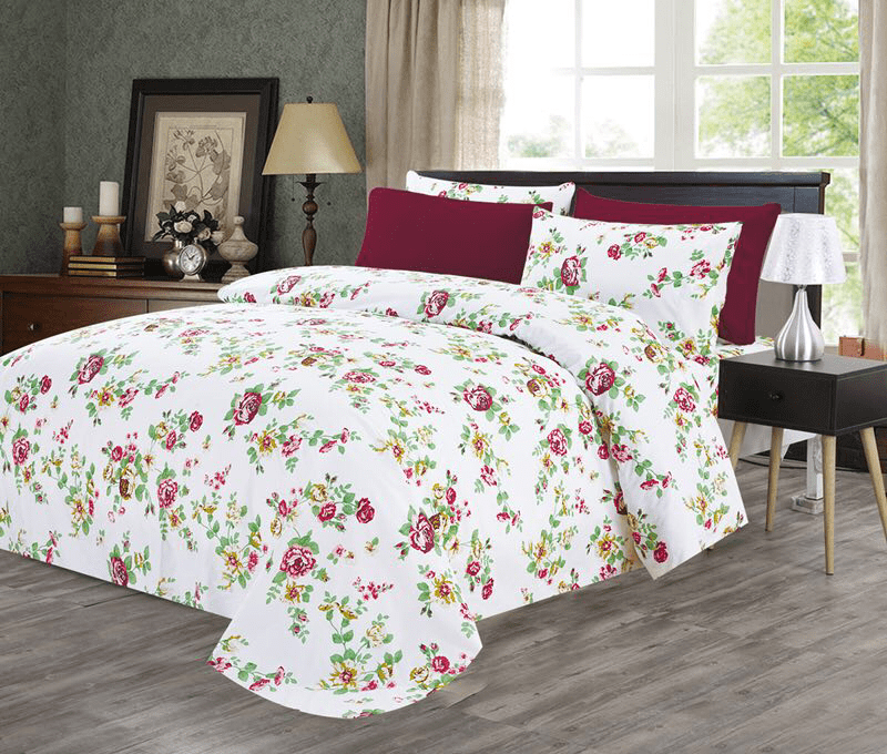 Ensemble de Draps Imprimés 6 Pcs Hotel Club 1200 Ultra Doux (Grand Lit, Jardin)