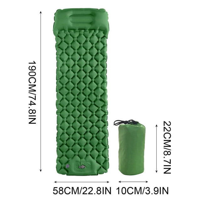 Tapis de Couchage pour le Camping, Tapis de Couchage Auto-Gonflant avec Oreiller et Pompe Intégrée, Tapis de Camping Compact Ultraléger pour le Camping, la Randonnée Sac au Dos, la Randonnée, la Tente