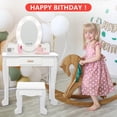 thumbnail image 4 of Kids Vanity with Lighted Mirror, Toddler Vanity Table and Chair Set, Girls Makeup Playset, Pink, 4 of 6