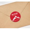 thumbnail image 3 of Darling Souvenir Round 45 Pcs Snowy Mountain Save The Date Stickers Personalized Bride Groom Names And Date Envelope Seals - Red, 3 of 4
