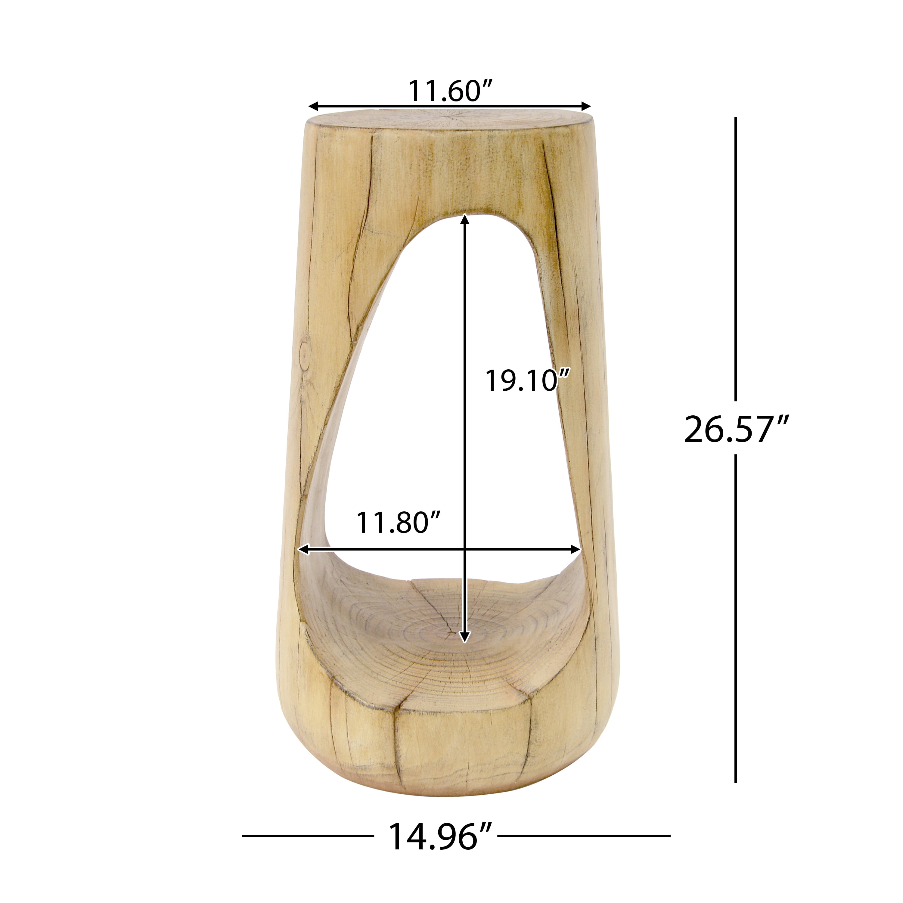 Table d'appoint Noble House grise MGO, texture bois, 67,5 cm de hauteur, naturelle