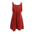 thumbnail image 4 of FAIWAD Overalls Dresses for Women Summer Workout Sundress Girls Adjustable Strap A-Line Mini Dress with Pockets, 4 of 5