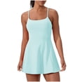 thumbnail image 1 of hotojiny Robes 2 en 1 pour Femmes à Bretelles Spaghetti Extensibles Robe de Tennis d'Entraînement avec Shorts Unie Fluide Évasée Mini Robes Actives, 1 of 7