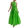 thumbnail image 1 of SUNSIOM Robe Longue pour Femme, Élégante Robe d'Été Sans Manches à Col Roulé à Carreaux, Robe Évasée, Robe de Cocktail avec Ceinture, 1 of 6