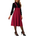 thumbnail image 4 of INSPIRE CHIC Jupe à Bretelles Taille Haute pour Femme, Lacée, Évasée, Midi, Rouge, m, 4 of 4