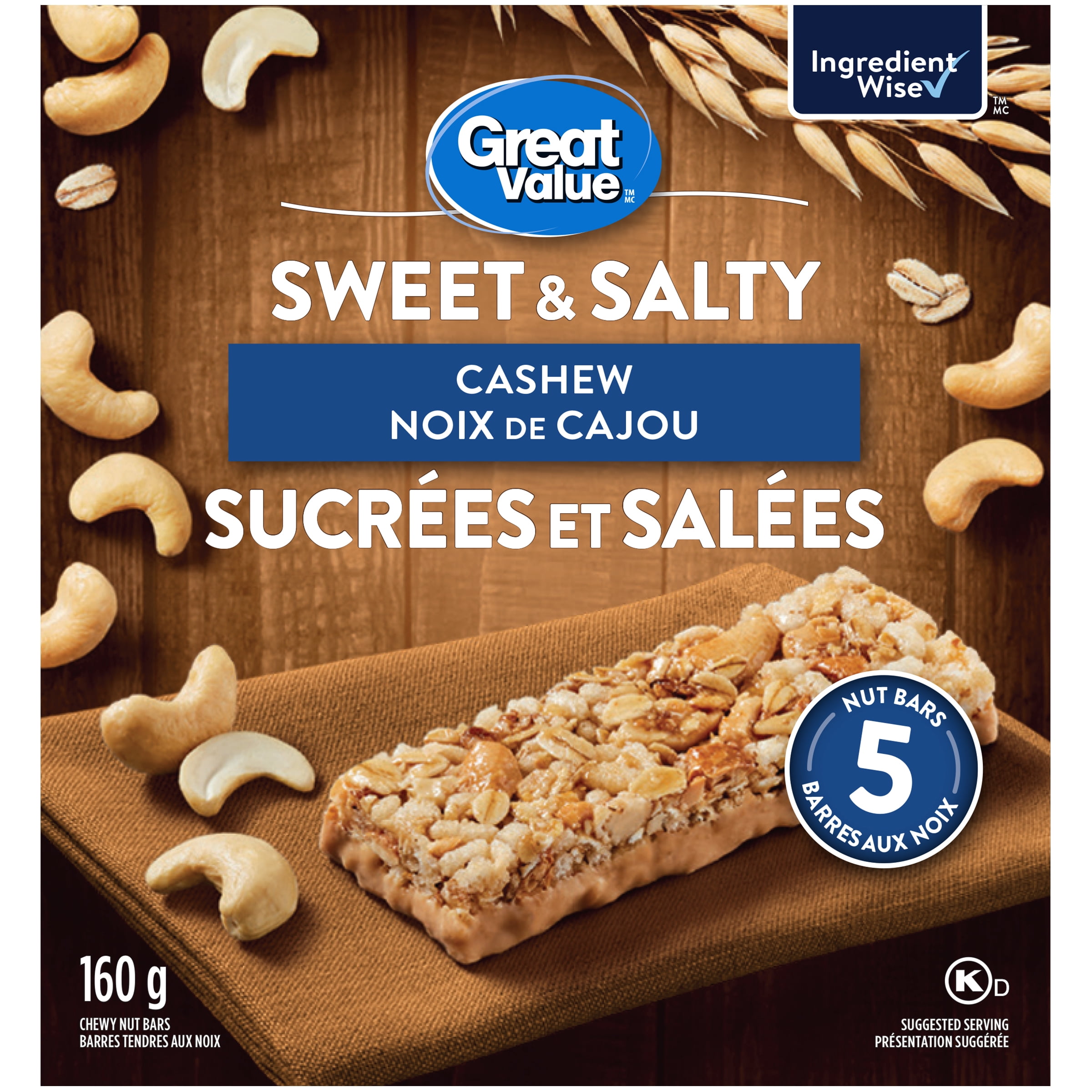 Great Value Barres Tendres aux Noix Sucrées et Salées aux Noix de Cajou