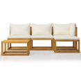 thumbnail image 3 of vidaXL 5 Piece Garden Lounge Set with Cushion Cream Solid Acacia Wood, 3 of 12