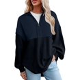 thumbnail image 2 of MeetoTime Sweatshirts Surdimensionnés pour Femmes Automne 2024 Demi-Zip Pull Manches Longues Zip Up Sweatshirt Tops, 2 of 6