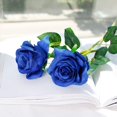 thumbnail image 2 of TETOU 5pcs Artificial Rose Flowers Silk Roses Real Touch Party Bridal Wedding Bouquet(Blue), 2 of 6