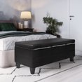 thumbnail image 2 of Afton Banc Ottoman Rectangulaire de Rangement de 48 Pouces de Large en Similicuir Noir Minuit, 2 of 19