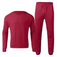thumbnail image 4 of Kcodviy Male Casual Solid Two Pinstripe Pants and Vest Mens Piece Suit O Neck Mens Jacket off Shoulder Sleeve Sweatshirt Chalk Stripe Suit Drawstring Pocket Pants Set, 4 of 5