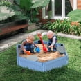 thumbnail image 2 of Outsunny Kids Sandbox with Cover for 3-12 Years Old, Light Blue, 2 of 10