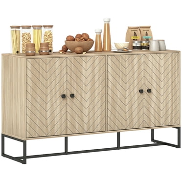 HOMCOM Sideboard Buffet Cabinet, Coffee Bar Cabinet, Oak
