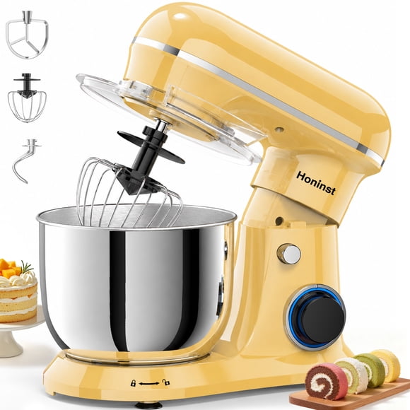 Honinst Batteur sur Socle, 4 QT 10+ Vitesses avec Tête Inclinable, Mélangeur Électrique 3-en-1 pour Cuisine avec Crochet Pétrisseur, Fouet, Batteur, Bol pour la Plupart des Cuisiniers à Domicile