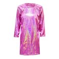 thumbnail image 4 of LUOGENLI Robe pour Enfants à Pois Fins Pailletée à Sequins à Manches Longues à Col Ras du Cou Robe T-Shirt Droite Ensemble Jupe Maxi à Volants 13-14 Ans, 4 of 4