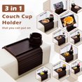 thumbnail image 3 of Couch Cup Holder Tray in Large Couch Arm Table Bamboo Sofa Clip on Tray Table with Ratated Phone Holder for Couch Armrest Tray for Drink Snacks Remote Phone, 3 of 9