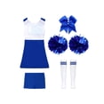 thumbnail image 4 of iiniim Tenues de Pom-Pom Girl pour Filles Enfants Uniformes de Cheerleading pour Filles du Secondaire Robe de Danse à Paillettes avec Pompons A Bleu Royal 4, 4 of 5