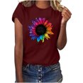 thumbnail image 1 of Birdeem Femmes Décontracté Été Imprimé Manches Courtes Col Rond T-Shirt Ample Blouse Hauts, 1 of 1