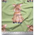 thumbnail image 1 of Soimoi Green Rayon Fabric Pig Animal Print Sewing Fabric Yard 56 Inch Wide, 1 of 3